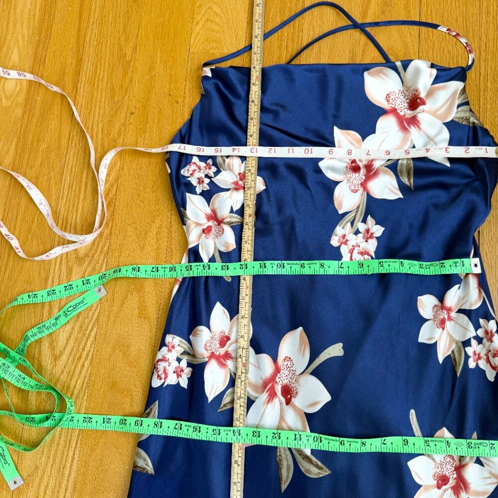 Baltic Born Satin Dress Katarina Slip Midi Blue Floral (M) NWT - Picture 9 of 9